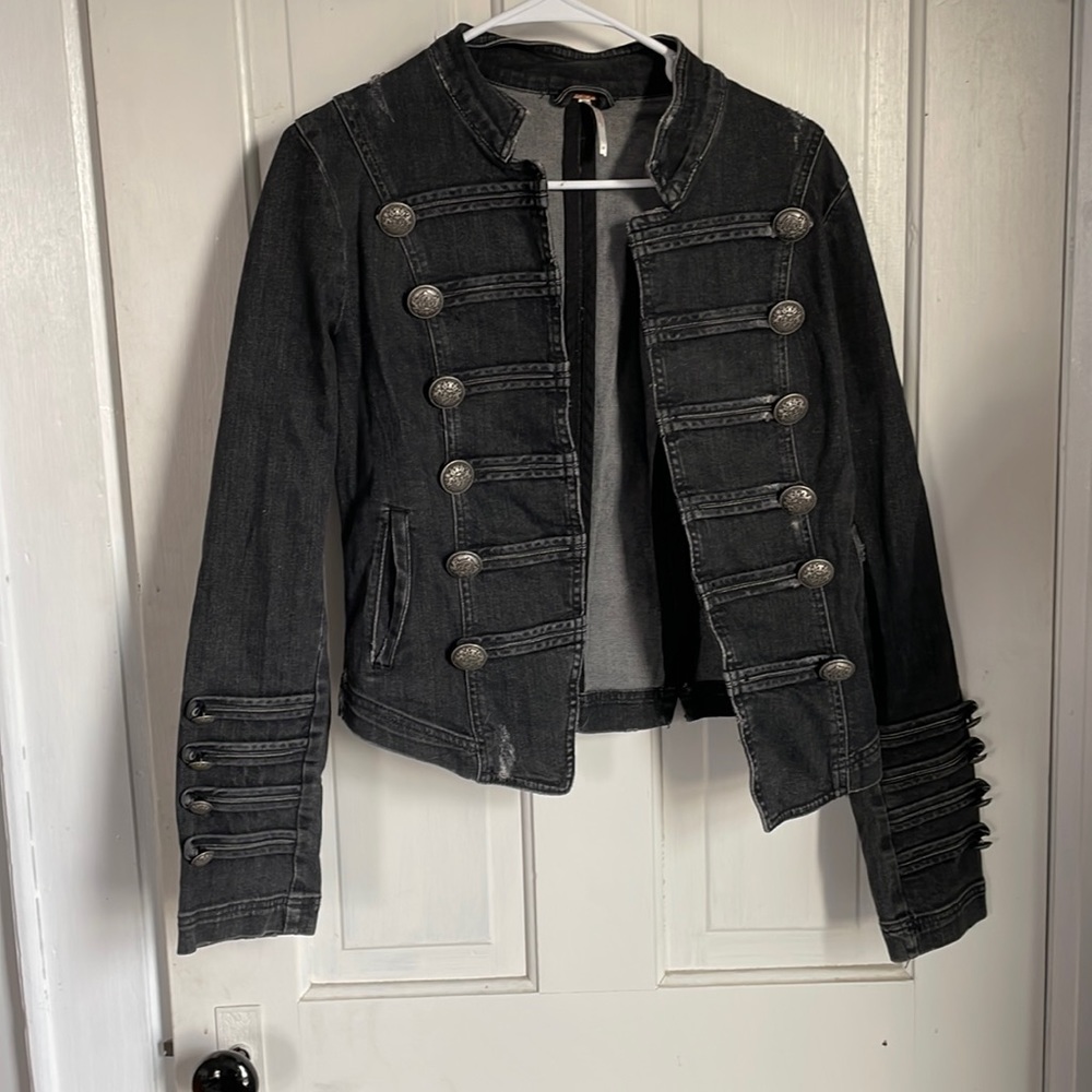 free people black denim jacket
